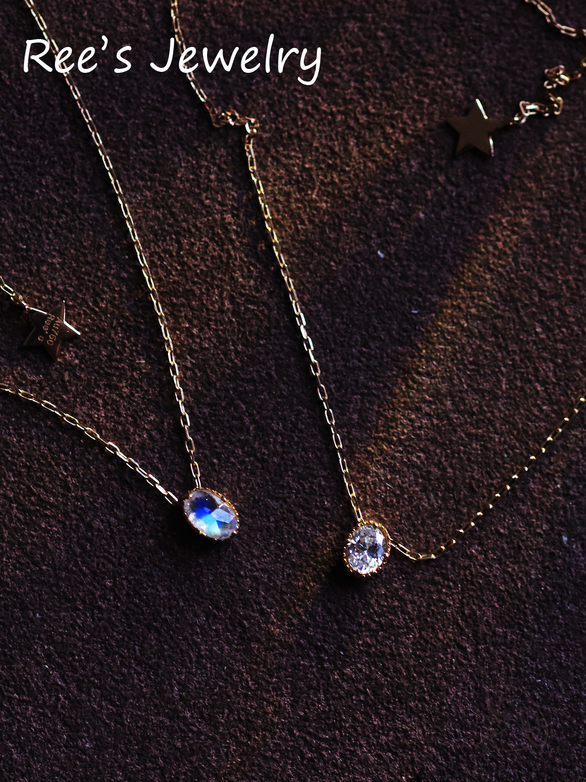 18金 天然ムーンストーン ラボグロウンダイヤモンド ネックレス K18 ラグジュアリー ハイエンド