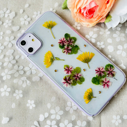 【ほぼ全機種対応スマホケース❁】押し花スマホケース NO.515 押し花＆レジン 1枚目の画像