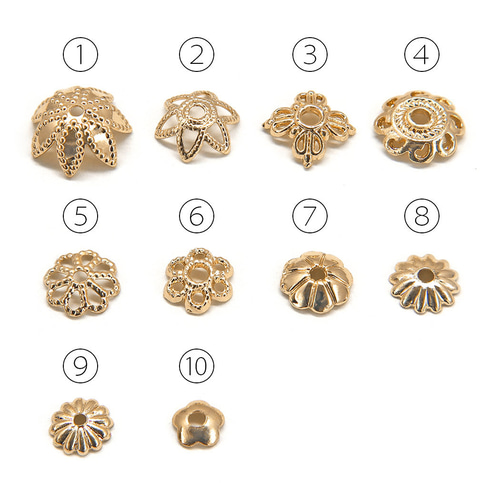 14KGF高質！花座 座金 金具 透かし ビーズキャップ スペーサー