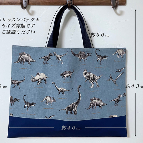 レッスンバッグ** 恐竜（グレーベージュ） お稽古バッグにも♪ トート
