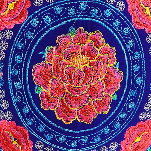 ベトナムの民族雑貨 刺繍長財布 花 パープル系 長財布 グエンさんの