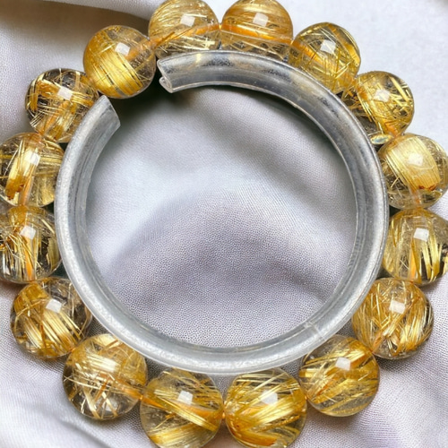 ⭐︎【天然】タイチンルチルクオーツ 古臭い ブレスレット 13.5mm