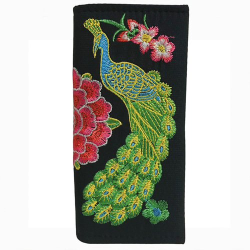 ベトナムの民族雑貨 刺繍長財布 クジャク 長財布 グエンさんのベトナム