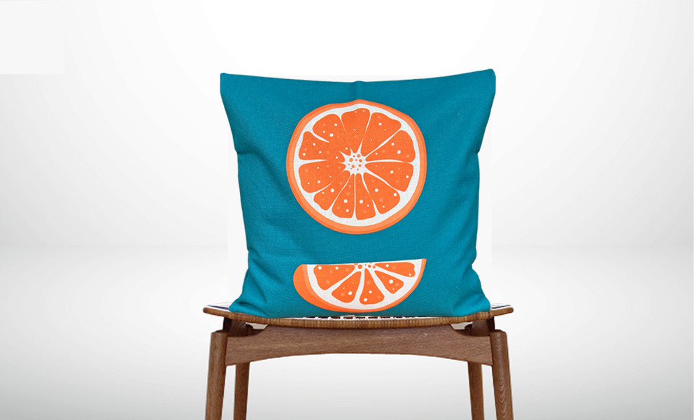 森のクッション Orange design -ヒノキの香り-