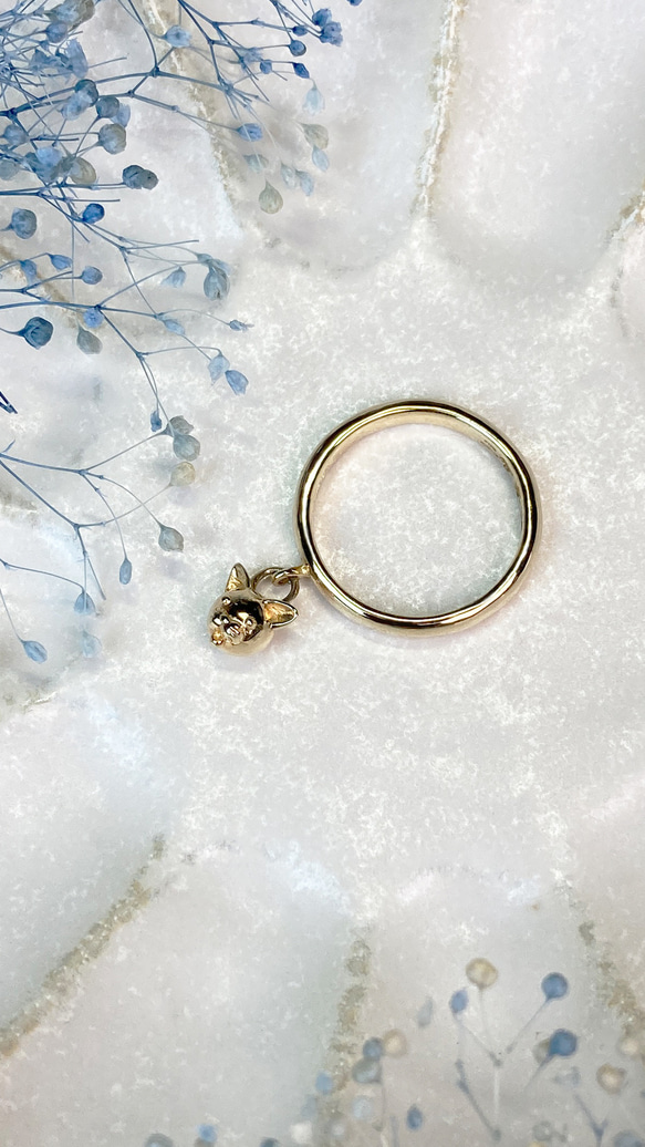 貓臉吊飾戒指，銀配件，金配件，18k金，銀925 第1張的照片