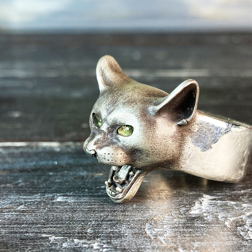 ネコ科の怒りリング、silver925（銀）,シルバーアクセサリー