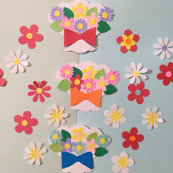 ★ラミネート　色紙　壁面　アルバム　飾り　～かわいい小花のブーケをあなたに♪～　花束　ブーケ　花　画用紙　かわいい 3枚目の画像
