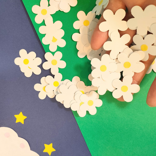 ラミネート可 色紙 壁面 アルバム 飾り ～かわいい小花のブーケを