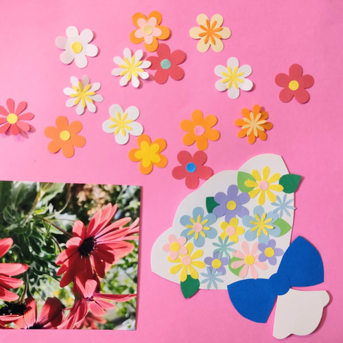 人気 ラミネート可 色紙 壁面 アルバム 飾り ～3つの花束いい香り