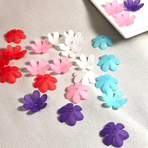 カスタムボールペン対応 10個/フロストアクリルフラワー レッド  