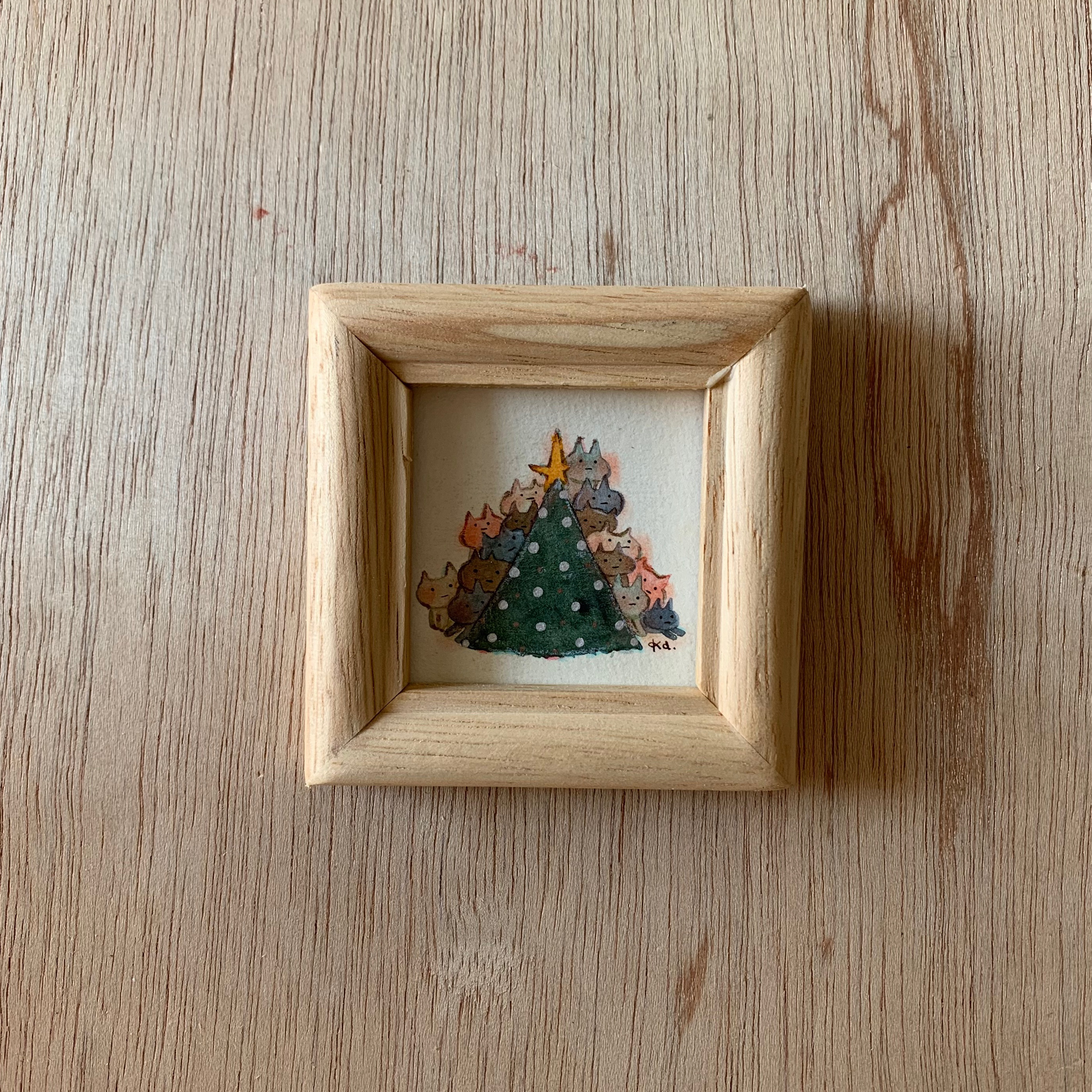「キャットツリー」ミニ額　キラキラ原画