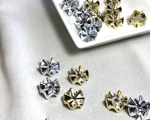 10個/ギザギザスペーサービーズ シルバー/ゴールドBE153 ビーズ  