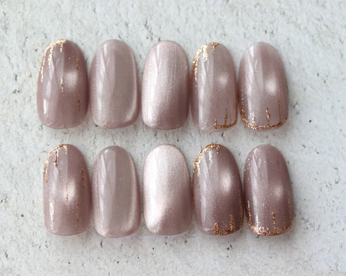 きらきら滴るうるちゅるピンクマグネットネイルチップ ウエディング