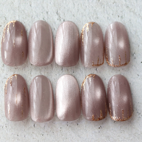 ベージュマグネットネイル 02 うるうる ちゅるん 秋 冬 韓国