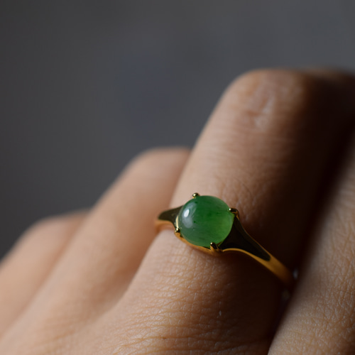 SR78 美品 ミャンマー産 天然 本翡翠 リング 指輪 シンプル