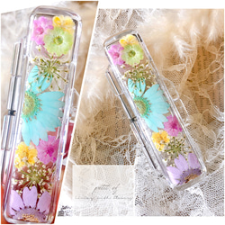 ❁押し花の印鑑ケース❁【ブルー×ピンク】ラッピング無料◎ その他雑貨