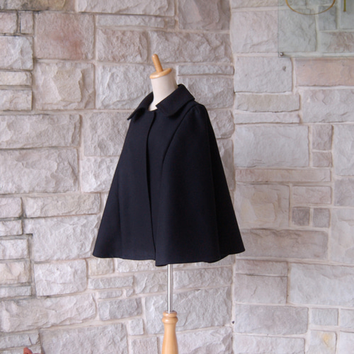 カシミヤ100% 濃紺 ネイビー ケープ ポンチョ コート
