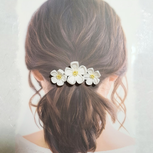 ☆豪華 22点セット☆ ◎つまみ細工 水引◎ ホワイト『大きなお花