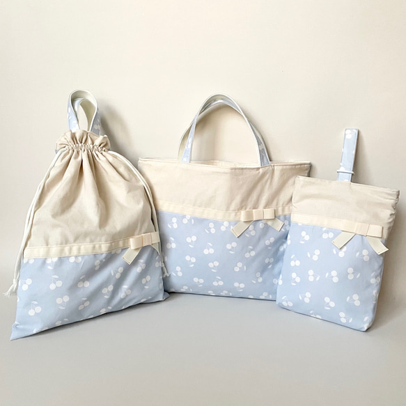 さくらんぼヌビ レッスンバッグ 上靴袋 お着替え袋 セット さくらんぼ