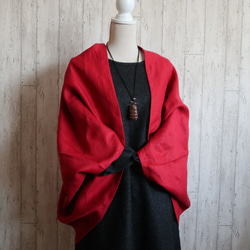 【 新色の赤！３WAY】リネンの羽織りボレロ　ストール❣️　ギフト　X'mas　日よけ　和装　 1枚目の画像