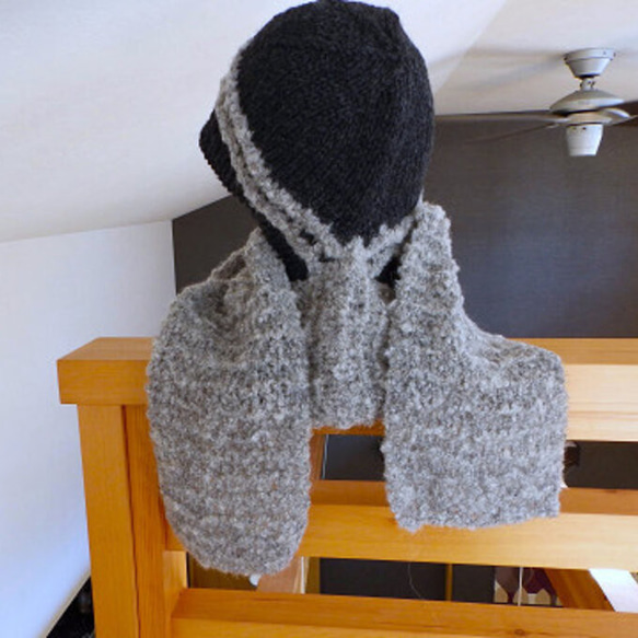 ⛄⛄防寒対策 ゆったり厚地の暖かニットマフラー帽子⛄⛄ 【送料無料】手編み 6枚目の画像