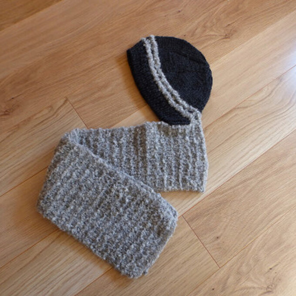 ⛄⛄防寒対策 ゆったり厚地の暖かニットマフラー帽子⛄⛄ 【送料無料】手編み 2枚目の画像