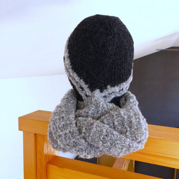 ⛄⛄防寒対策 ゆったり厚地の暖かニットマフラー帽子⛄⛄ 【送料無料】手編み 5枚目の画像