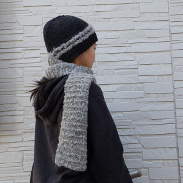 ⛄⛄防寒対策 ゆったり厚地の暖かニットマフラー帽子⛄⛄ 【送料無料】手編み 1枚目の画像