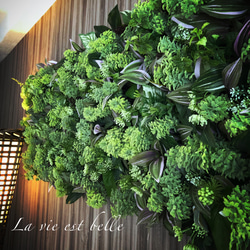 壁掛けグリーンウォール/壁面緑化/高級造花/グリーン 3枚目の画像