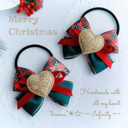 クリスマス＊キッズリボン＊雪の結晶リボンとふわふわミンクファー