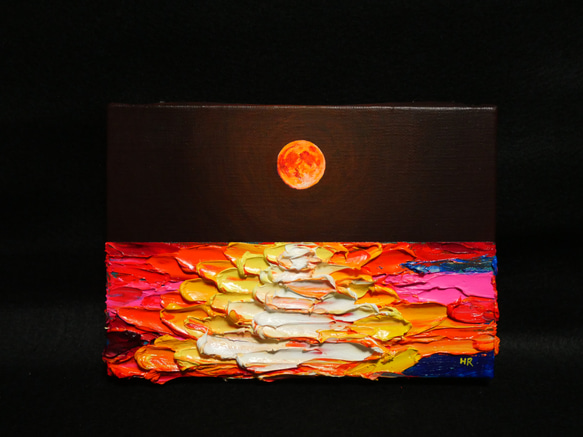 油絵 絵画【オレンジの満月】 8枚目の画像