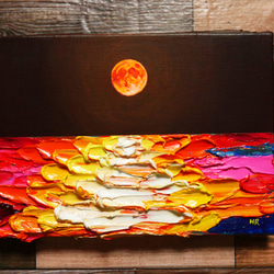 油絵 絵画【オレンジの満月】 4枚目の画像