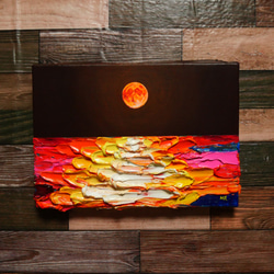油絵 絵画【オレンジの満月】 1枚目の画像