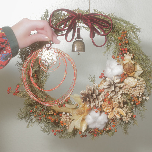 3way紅白の木の実のリース ドライフラワー 月光堂螢工房Creema店 通販  