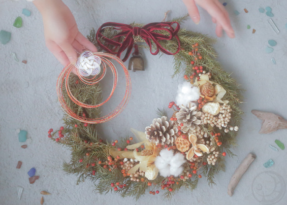 3way紅白の木の実のリース ドライフラワー 月光堂螢工房Creema店 通販  