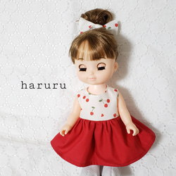 ソランちゃんの服 さくらんぼハート レミンちゃんの服 26㎝人形の服