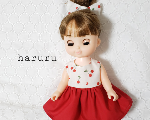 ソランちゃんの服 さくらんぼハート レミンちゃんの服 26㎝人形の服