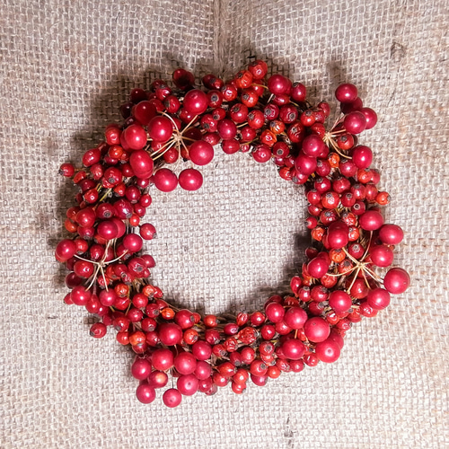 即納○サンキライと野ばらの実 赤い実たくさん贅沢ミニリース お正月