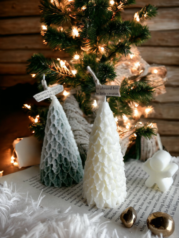 クリスマスキャンドル　/ クリスマスツリー　スノーフレイク　ソイキャンドル　ラッピング無料　プチギフト　hananowa 2枚目の画像
