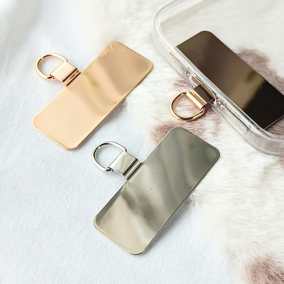 1枚】ステンレス製 スマホ用 ストラップ プレートタイプ ホルダー スト
