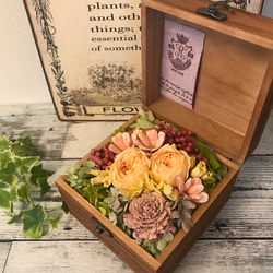 ウッドボックス アンティーク調 イエローココットローズ 母の日ギフト