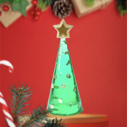 【ミドルサイズ】アワビの輝きが鮮やか！シンプルなクリスマスツリー。レジン製。 1枚目の画像