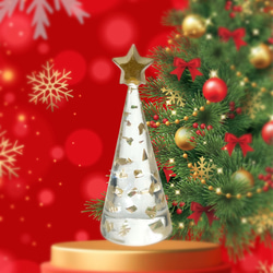 【ミドルサイズ】アワビの輝きが鮮やか！シンプルなクリスマスツリー　クリア。レジン製。 1枚目の画像
