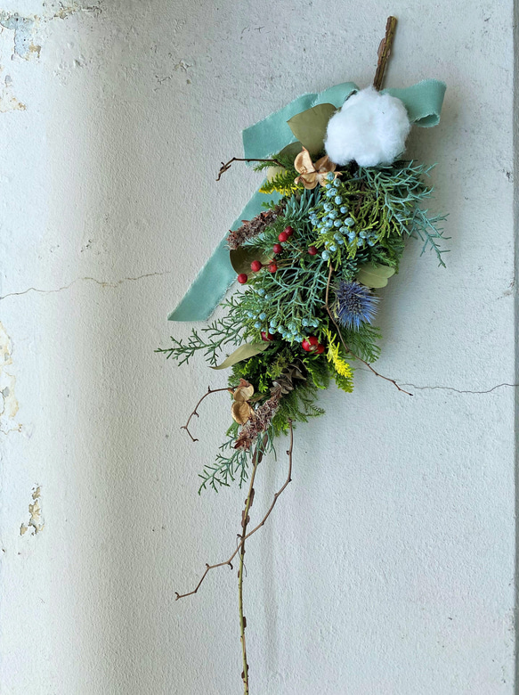 クリスマススワッグ 青いバレリーナ クリスマススワッグ 青い