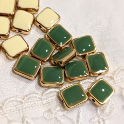 スクエア ビーズ オリーブ 6個 通し穴 四角 パーツ 4枚目の画像