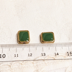 スクエア ビーズ オリーブ 6個 通し穴 四角 パーツ 6枚目の画像