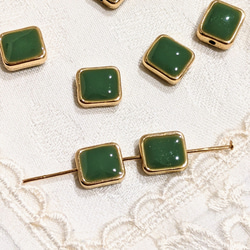 スクエア ビーズ オリーブ 6個 通し穴 四角 パーツ 5枚目の画像