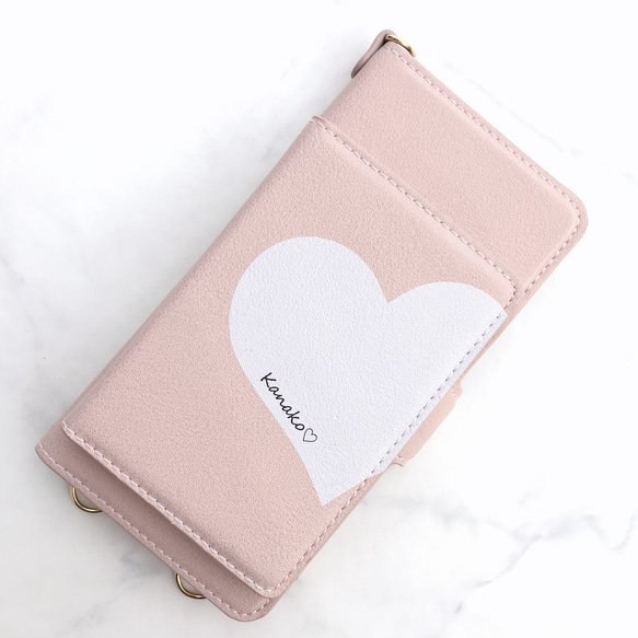 縦向き 2Way Bigﾊｰﾄ♡全機種対応 多収納 ﾐﾗｰ付 手帳型スマホケース iPhone17 16 15他 ｹｰｽ 8枚目の画像