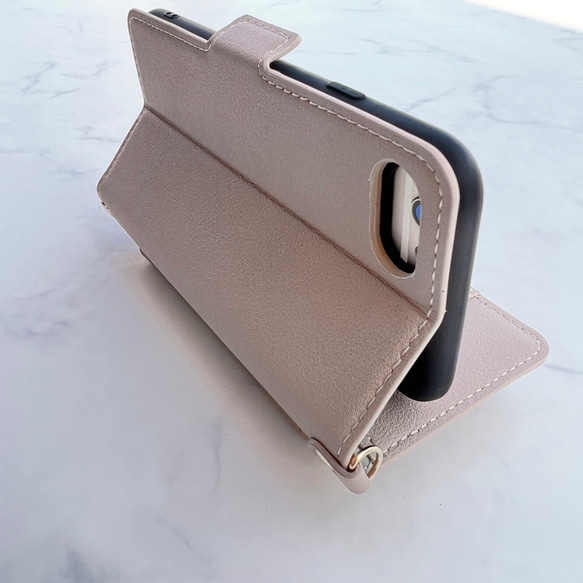 縦向き 2Way Bigﾊｰﾄ♡全機種対応 多収納 ﾐﾗｰ付 手帳型スマホケース iPhone17 16 15他 ｹｰｽ 10枚目の画像