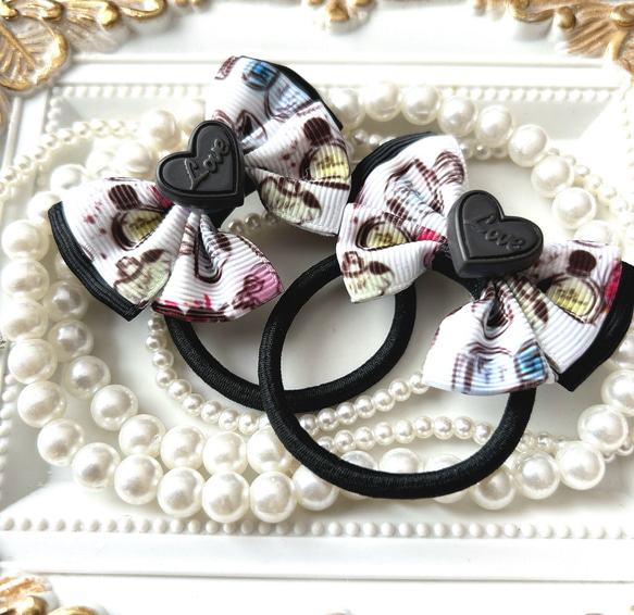 レジン 猫 ヘアゴム ブローチ ポニーフック No.151 ヘアゴム No.151